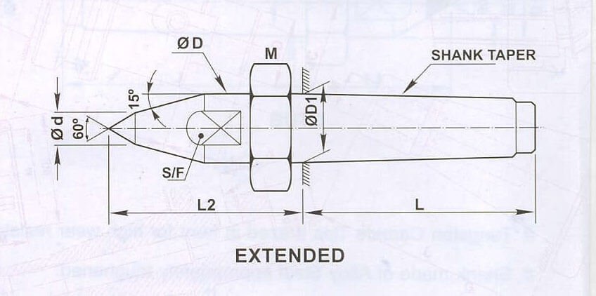 CNC MT3 Dead Center With Draw-off Nut Extended Plain Male Point