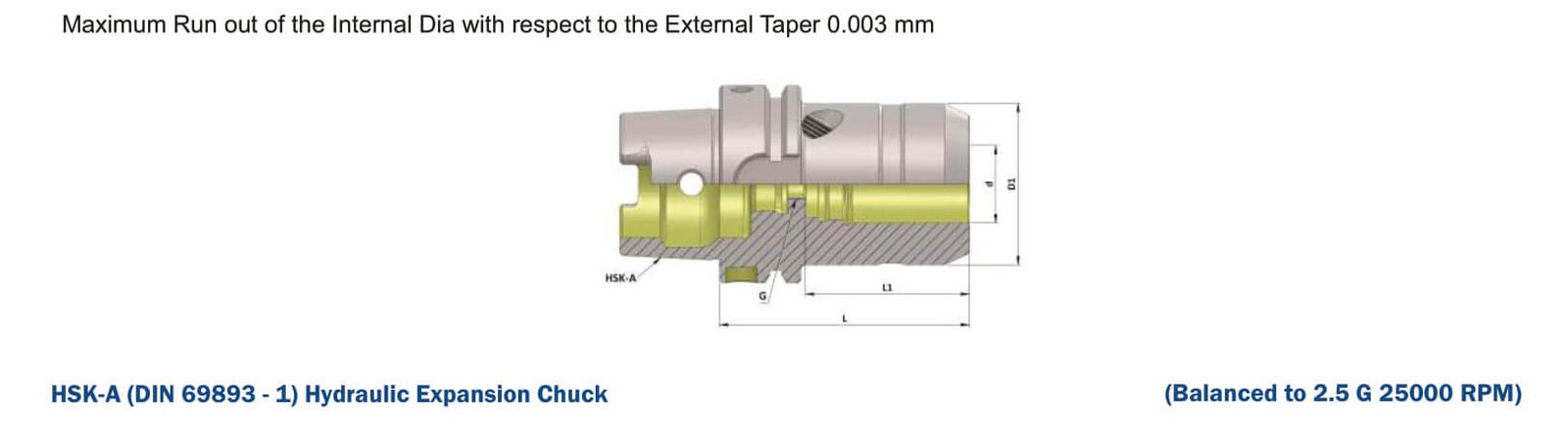 HSK-A100 Heavy Duty Hydraulic Expansion Chuck (DIN 69893 - 1)