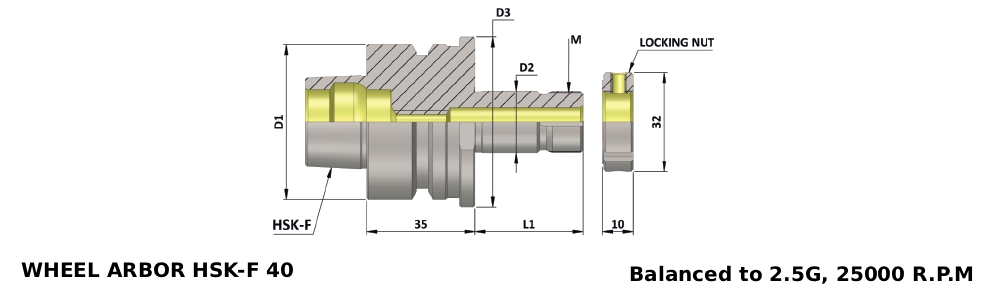 HSK-F 40 Precision Grinding Wheel Arbor For ANCA Tool & Cutter Grinding Machine
