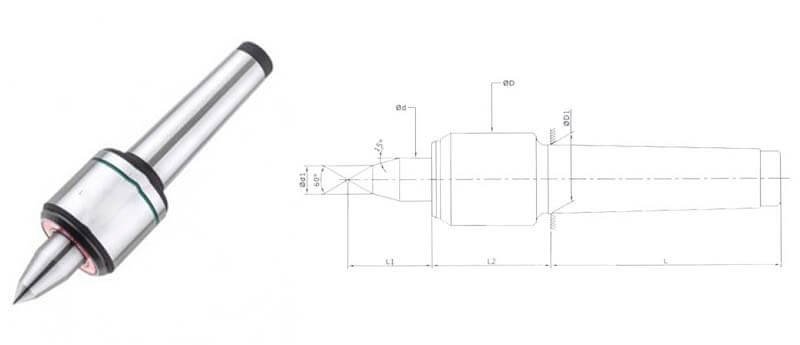 CNC Medium Duty Slimline MT5 Extended Point Revolving Center For High Speed Applications as in CNC Turning Lathes