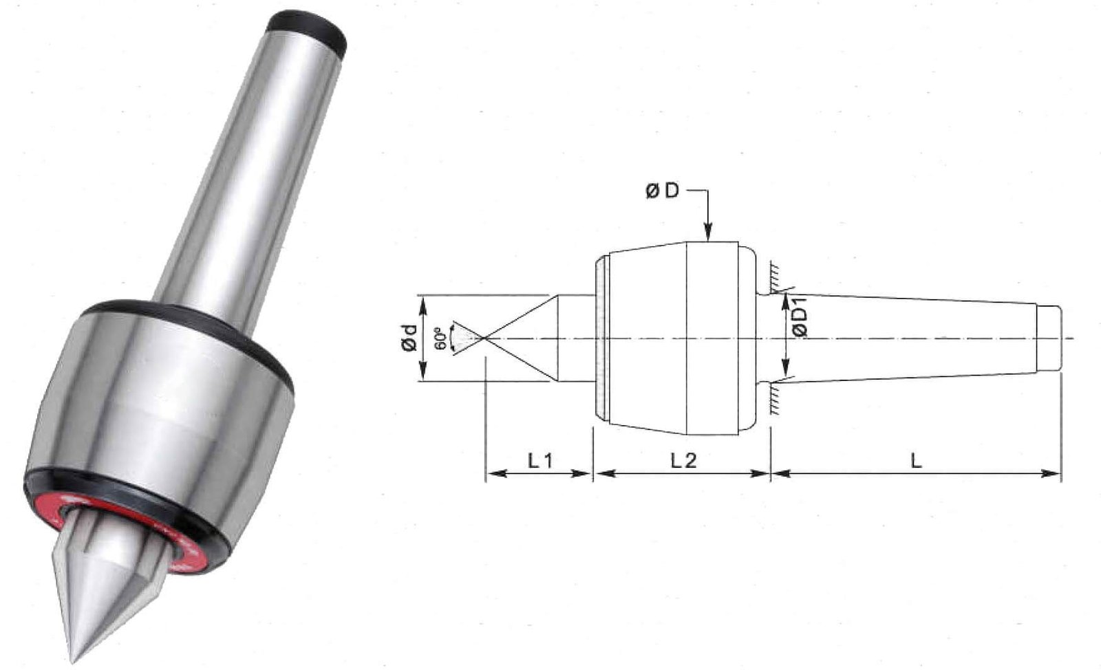 CNC Heavy Duty R Model MT5 Stub Point Revolving Center For High Speed Applications as in CNC Turning Lathes