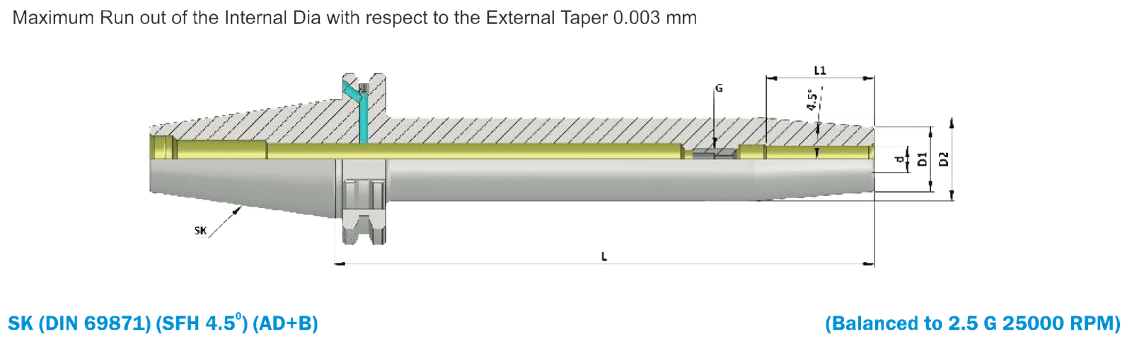 SK50 Extra Long Length Shrink Fit Holders (DIN 69871) (DIN ISO 7388-1) (AD+B)