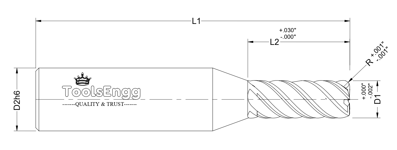 HARD MILLING 5 FLUTE - MINIATURE CORNER RADIUS