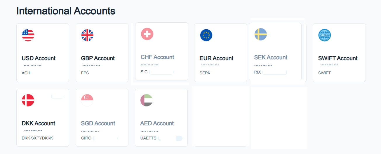 List of bank accounts for ToolsEngg