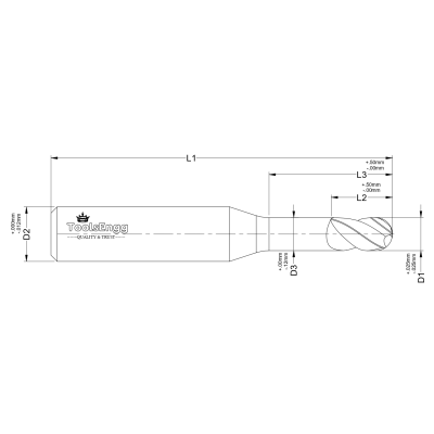 BALL END MILL - MINIATURE LONG REACH - METRIC BALL END MILL - MINIATURE LONG REACH - METRIC