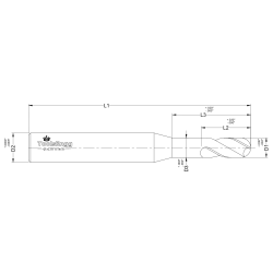 PLASTIC CUTTING END MILL - BALL, 2 FLUTE, LONG REACH PLASTIC CUTTING END MILL - BALL, 2 FLUTE, LONG REACH