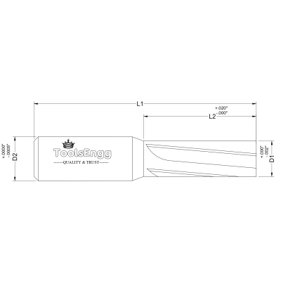 PLASTIC CUTTING END MILL - SQUARE, 2 FLUTE PLASTIC CUTTING END MILL - SQUARE, 2 FLUTE