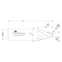 TAPERED CORNER RADIUS END MILL