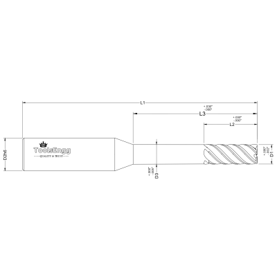 V-HELIX SQUARE END MILL - MINIATURE LONG REACH V-HELIX SQUARE END MILL - MINIATURE LONG REACH
