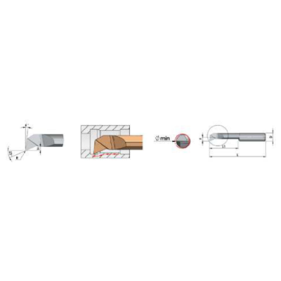 D8 x 8Ø x 3.8F x 100L x 56L1 x 0.2R x 1.6H 22 deg profiling and boring tool