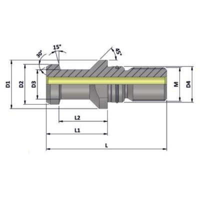 BT40 15° PULL STUD WITH HOLE (DIN 69872-A) (With O RING)