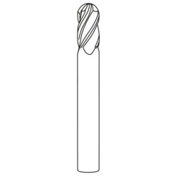 D6.0 x 6FL x 50OAL x 6SHK x Z4 Ball nose endmill with variable helix depending on component material for Stub Length