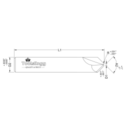 CHAMFER CUTTER - TIPPED OFF W/ CORNER RADIUS