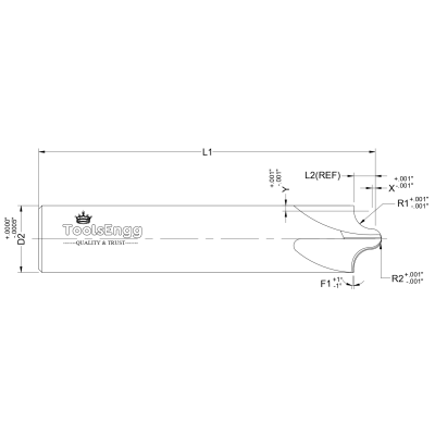 CORNER ROUNDING END MILL - BALL END Single Ended