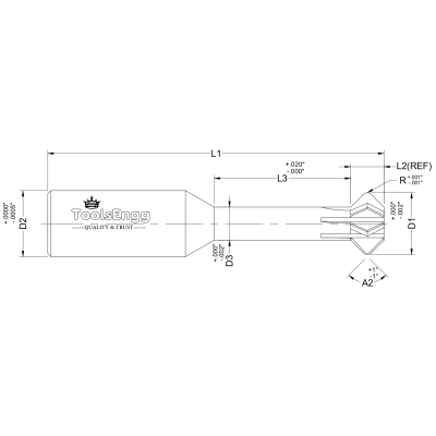 DOUBLE ANGLE SHANK CUTTER - RADIUS Standard Double Angle Shank Cutters
