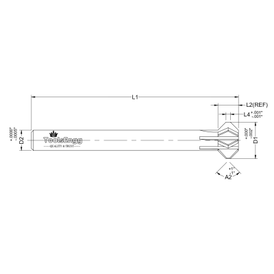 DOUBLE ANGLE SHANK CUTTER - REDUCED SHANK WITH FLAT Reduced Shank