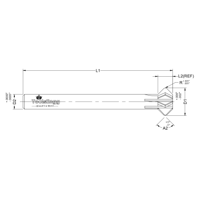 DOUBLE ANGLE SHANK CUTTER - REDUCED SHANK WITH RADIUS Reduced Shank