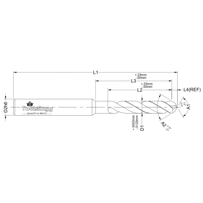 DRILL - DOUBLE ANGLE - METRIC Composite Drill