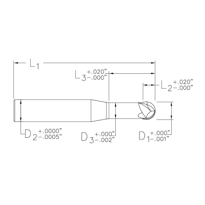 HARD MILLING FINISHER - BALL Hard Milling Long Reach End Mills