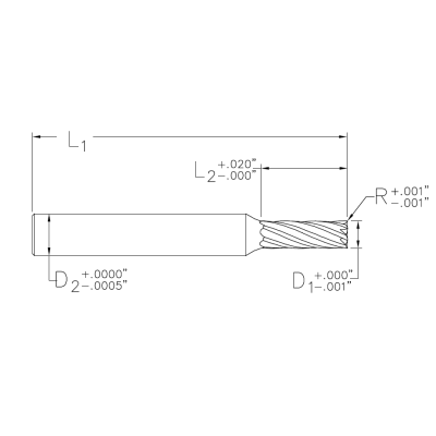 HARD MILLING FINISHER - CORNER RADIUS Hard Milling Long Reach End Mills