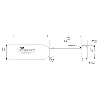 KEYSEAT CUTTER - CONCAVE RADIUSED CORNER Straight Fluted KEYSEAT CUTTER - CONCAVE RADIUSED CORNER Straight Fluted