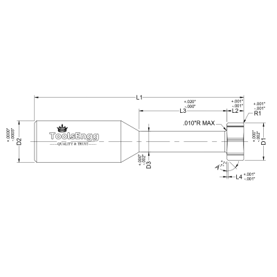 KEYSEAT CUTTER - FRONT CORNER RADIUS BACK CHAMFER Straight Fluted