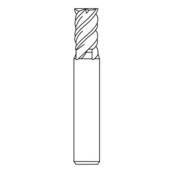 Square endmill with 4 flutes for component HRC 60
