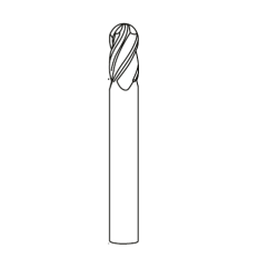 D2.0 x 4FL x 50OAL x 4SHK x Z4 Ball Nose End Mill For Componet HRC 55
