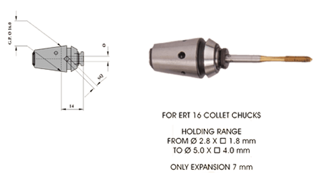 ERT16 DIA 4.50 SQ 3.55 Quick Change Expansion Tap Collets