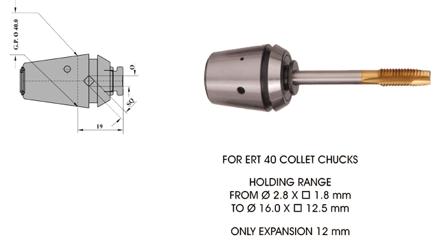 ERT40 DIA 6.00 SQ 4.90 Quick Change Expansion Tap Collets