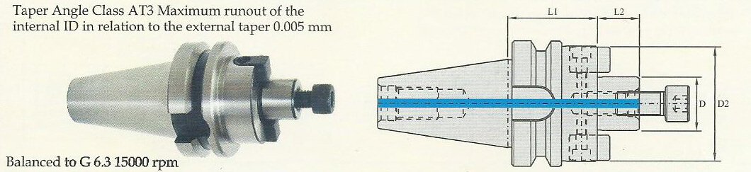 BT40 FMH DIA 3/4'' - 45 (1.77'') Face Mill Holder (AD) (Balanced to G 6.3 15000 rpm)