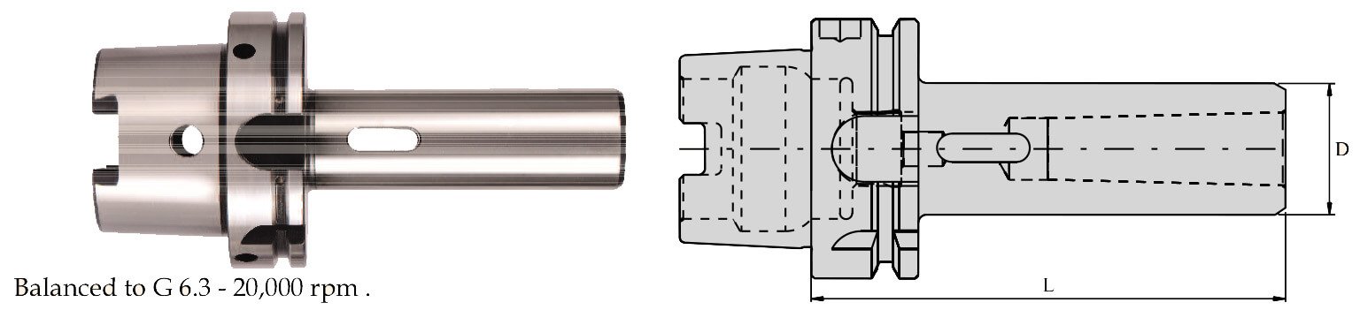 HSK-A 63 MT03 135 Morse Taper Adapter (Balanced to G 6.3 20000 RPM) (DIN 6383)