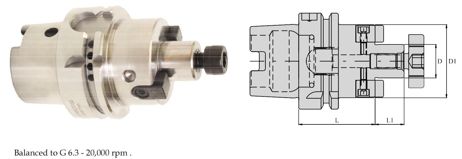 HSK-A 100 FMH22 100 Face Mill Holder (Balanced to G 6.3 20000 RPM) (DIN 6357)