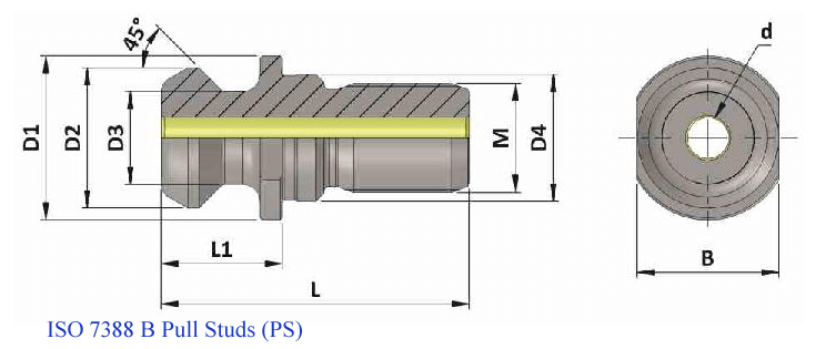 PS ISO50 B ISO7388 TC PULL STUD