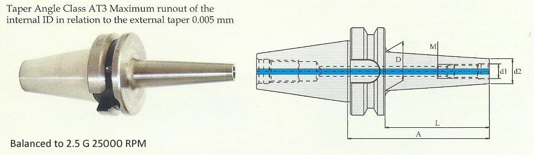 BT40 MCA16 125 Milling Cutter Arbor (AD) (Balanced to G2.5 25000 rpm)