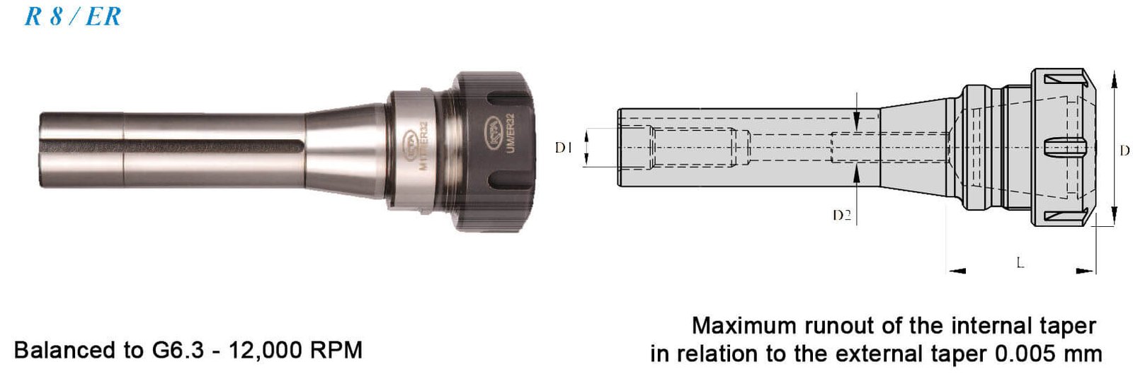 R8 ER 32 052 R8 Shank Tool Holders 