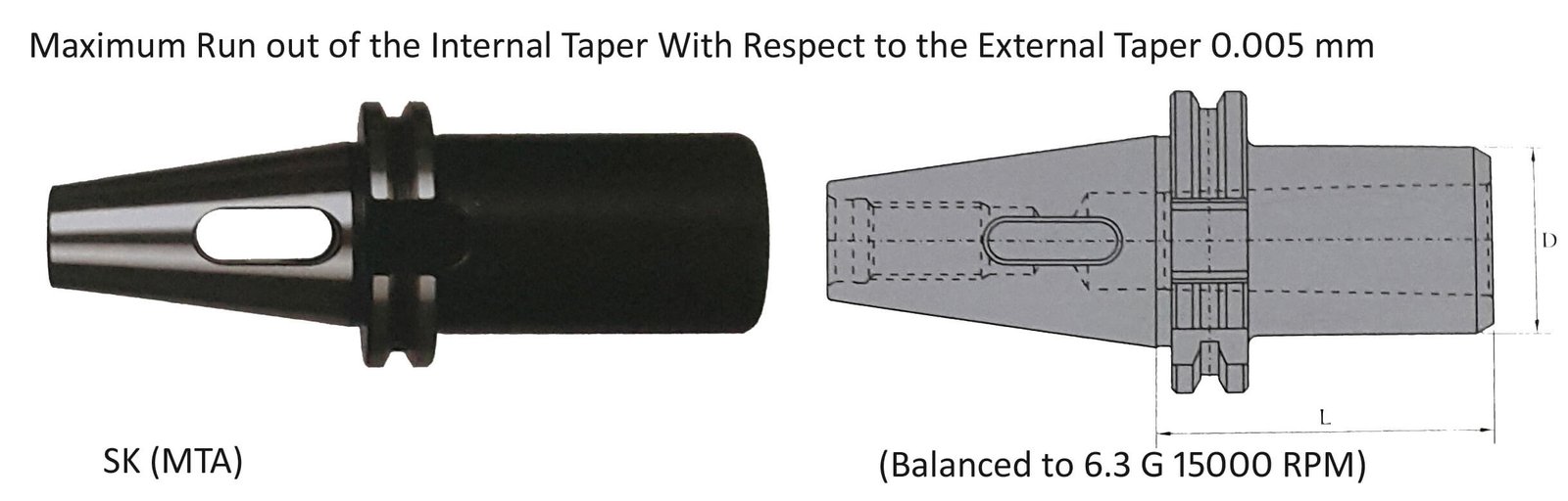 SK40 MT04 095 Morse Taper Adapter (Balanced to G 6.3 15000 RPM) (DIN 6383)